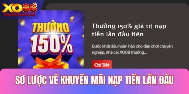 Thông tin sơ lược về ưu đãi tặng 150% tiền nạp lần đầu